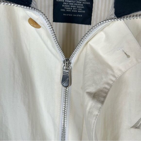 Nautica Rainbreaker Utility Bomber Ivory Men’s Cotton/ Nylon Lined Jacket XL - Picture 8 of 10